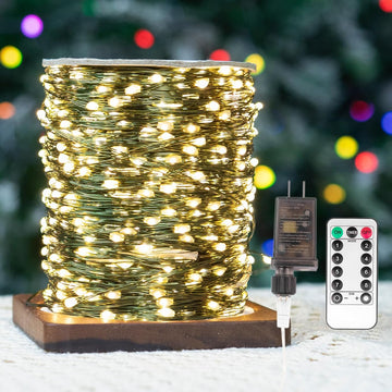 200FT 600LEDs Fairy Lights Plug ,Green Wire,Warm White