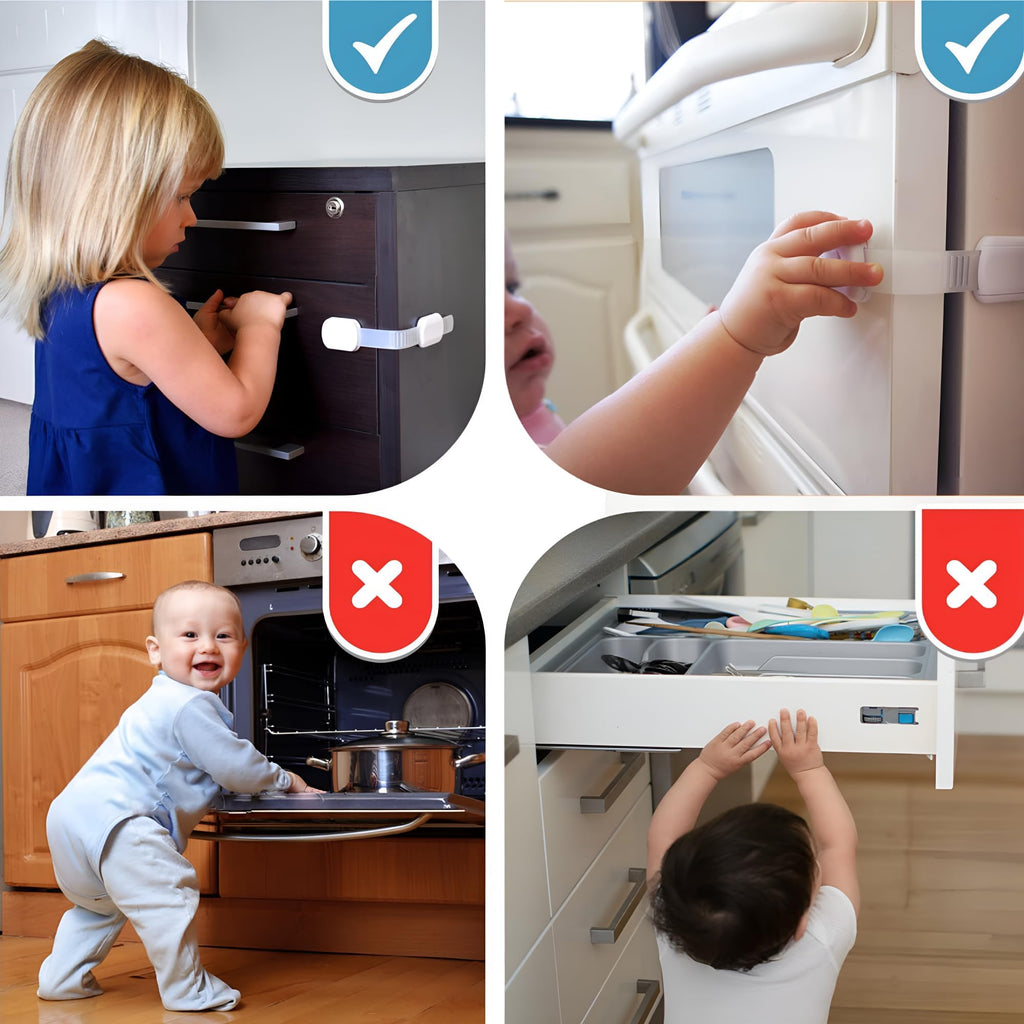 Proof Me Child Safety Cabinet Latch, RV Fridge Lock, White, 6-Count