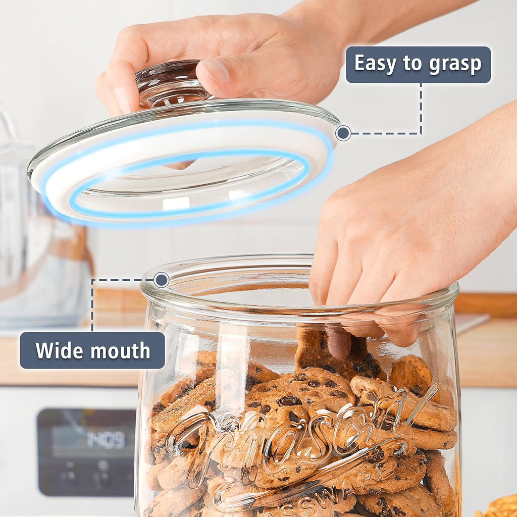 1 Gallon Glass Cookie Jar with Airtight Lid, Wide Mouth Canister