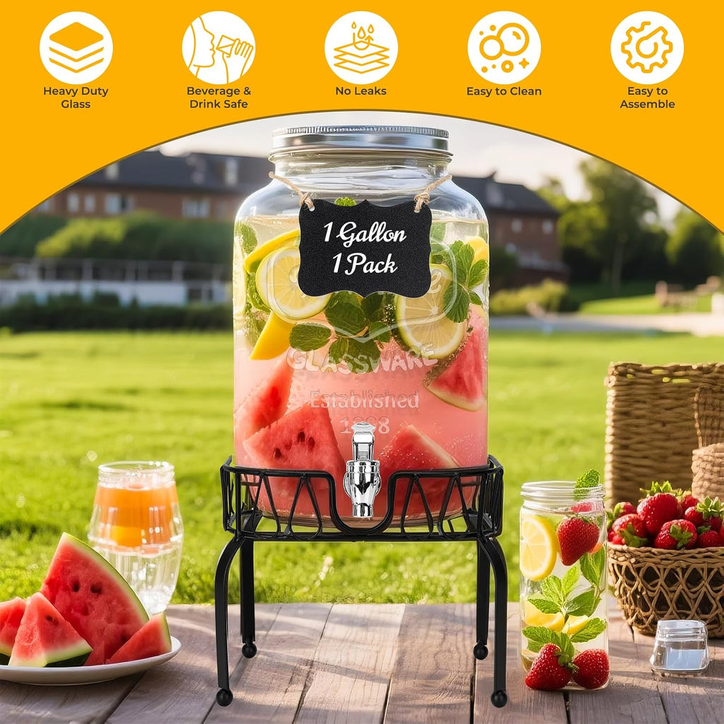 With Stand and Lid, One Pack-2 Gallon with Spigot - for Parties, Wedding