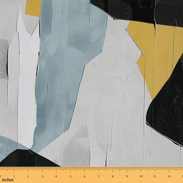Black Grey Graffiti Fabric By The Yard, Geometric Upholstery Fabric, Oil Painting Triangles Decorative Fabric, Abstract