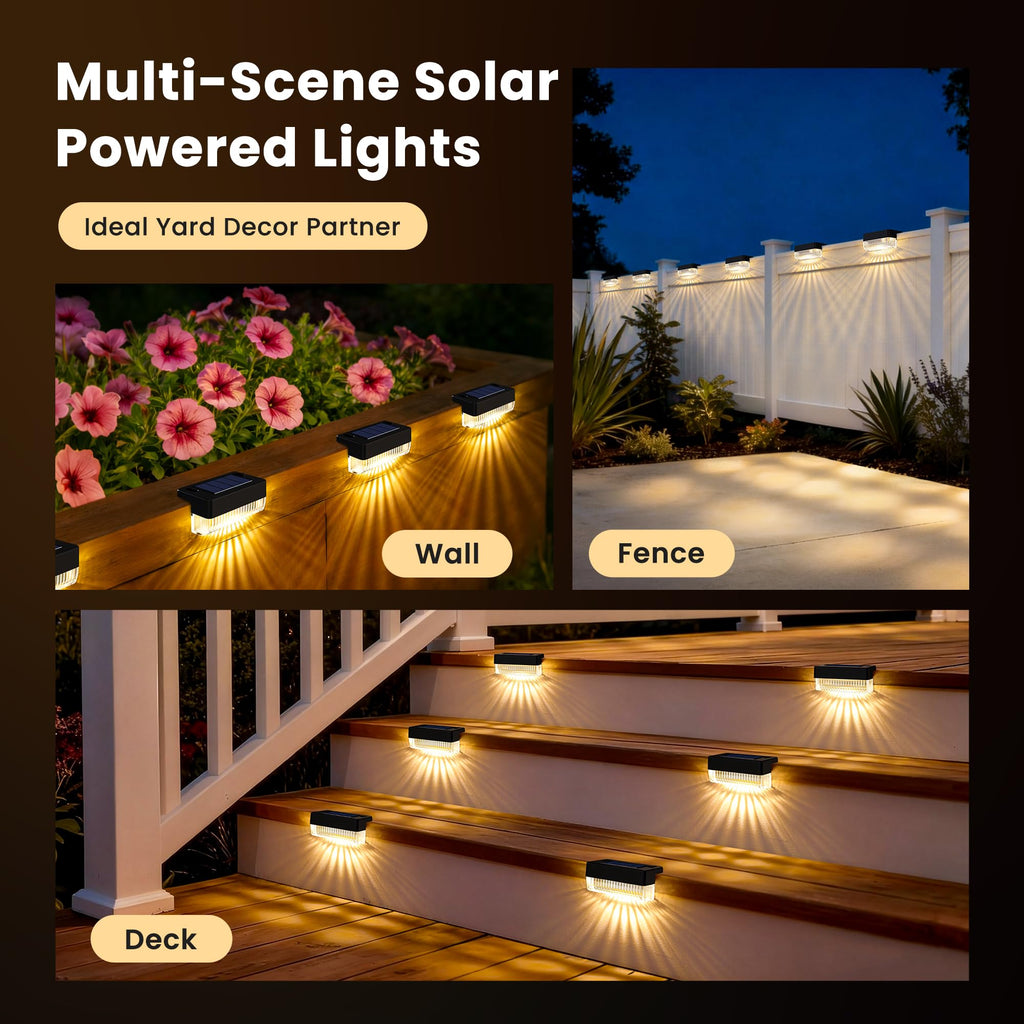 Solar Deck Lights Outdoor, Solar Step Lights Waterproof, 24 Pack Warm White