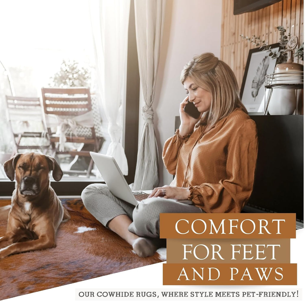 Genuine Cowhide Rug, Brindle Tricolor Carpet & More - Western Look, Blanket, Wall Decor, Upholstery & Chair Use