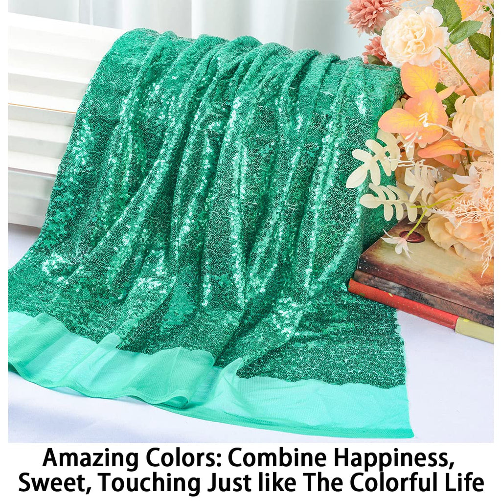 Green Sequin Fabric1 Yard Glitter Mesh Material for DIY Sewing Wedding DressesClothing & Table Linens