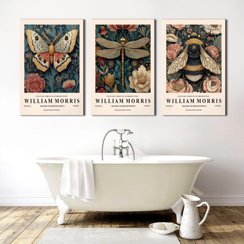 William Morris Wall Art Nature Botanical Poster for Mid Century Bee Victorian Canvas Wall Prints Academia Flowers