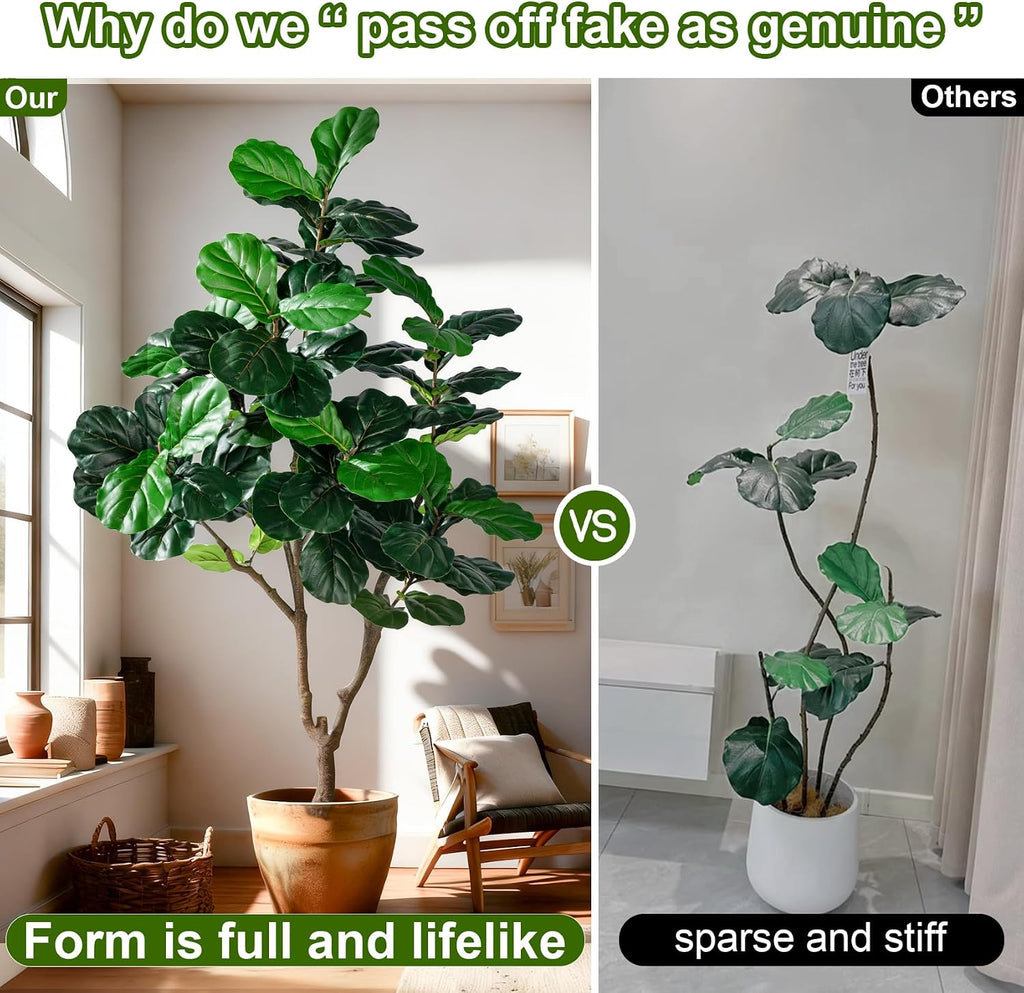 Tall Artificial Trees Large Faux Fiddle Leaf fig Tree with Pot Indoor Outdoor Realistic Floor Fake plantas Living