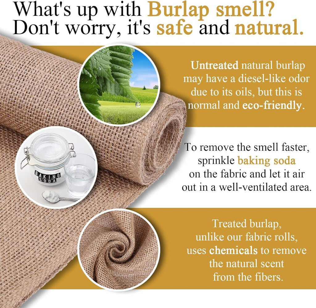 24" Burlap Fabric 10oz Natural - 100% Jute Hessian, Eco-Friendly, Biodegradable, Ideal for Crafts, Weddings, Home