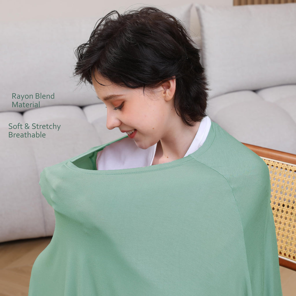 Multi-use Nursing Cover for Breastfeeding, 360°Full Coverage Nursing Poncho, Rayon Soft & Breathable Breastfeeding