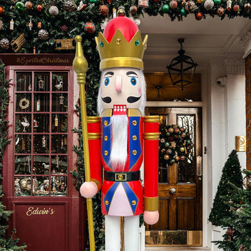 5 Feet Tall Life Size Large Christmas Wooden Nutcracker King Red and Blue BK20