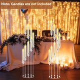 2 Sets 8 Arms 50" Tall Acrylic Candelabra Centerpieces,Clear Candle Holder, Floor Candlestick Holders with Lampshade
