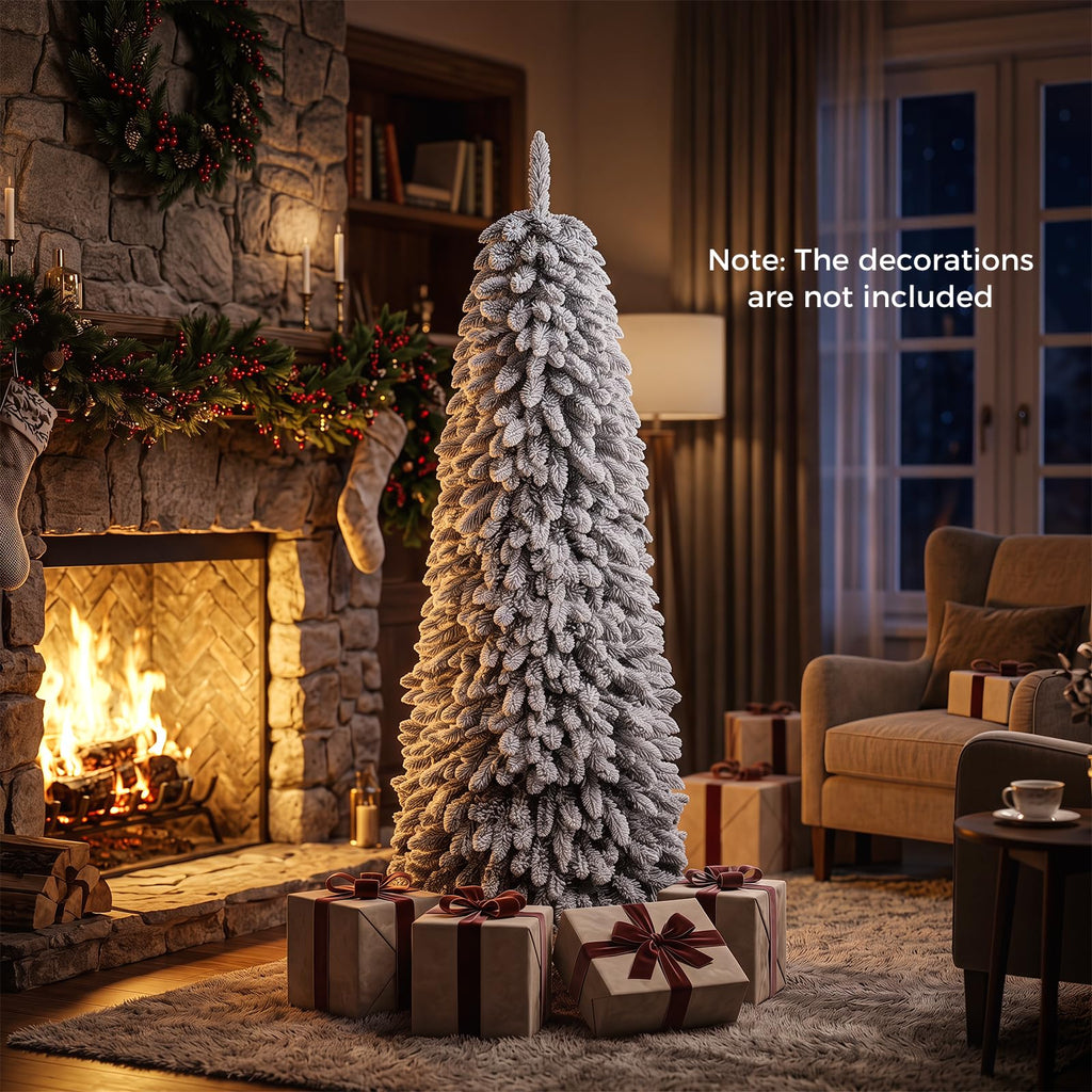 7 Collapsible Snow Flocked Xmas Tree w/ 705 PVC Branch Tips