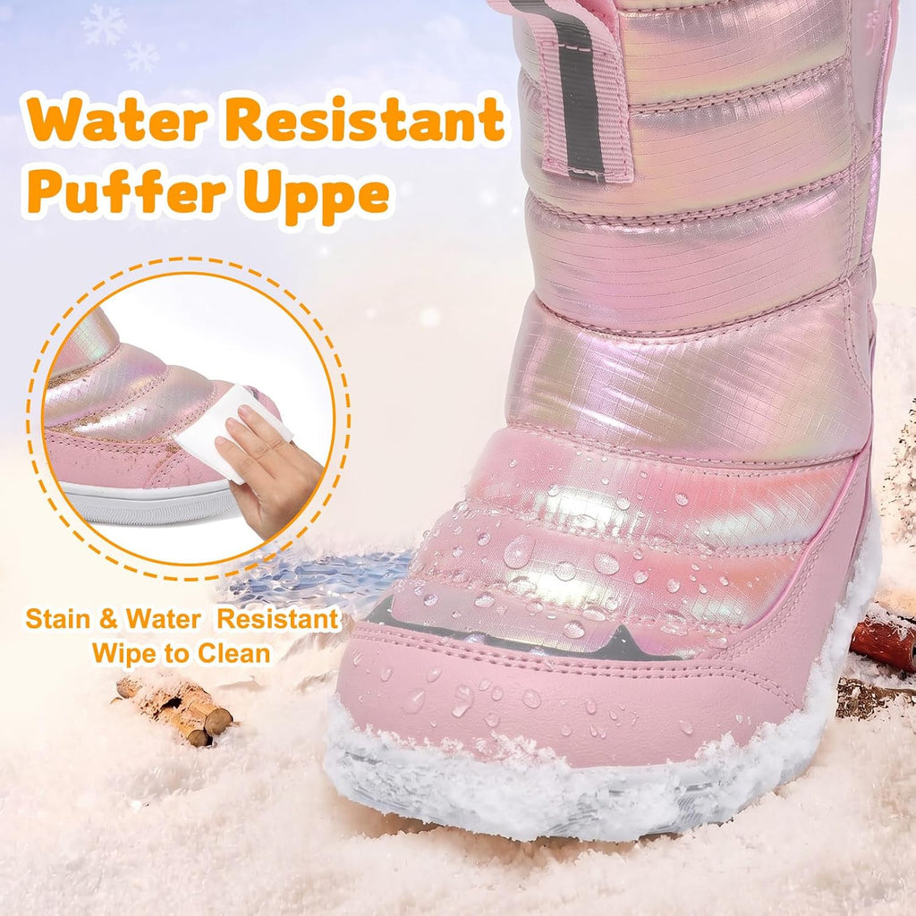 Toddler Snow Boots Kids Winter Shoes Warm Fleece Booties Boys Girls