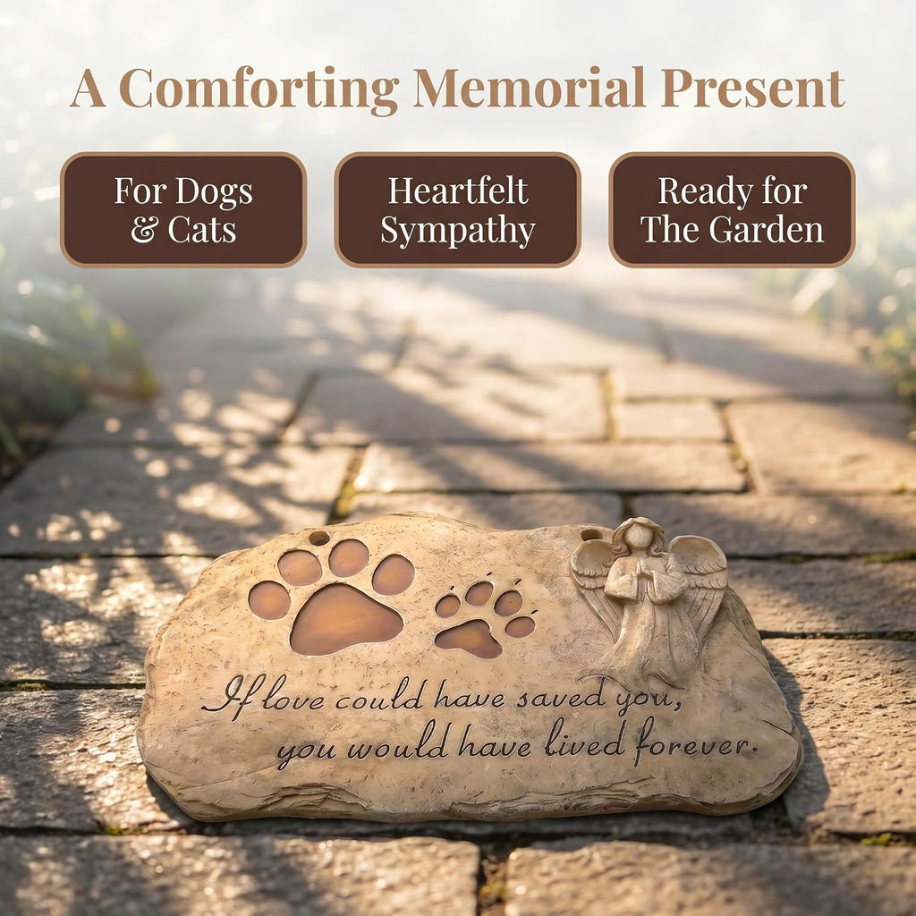 Pet Dog Memorial Stones Headstones Plaques with Angel, Sympathy Paw Prints Pet Dog Memorial Gifts Loss Gifts