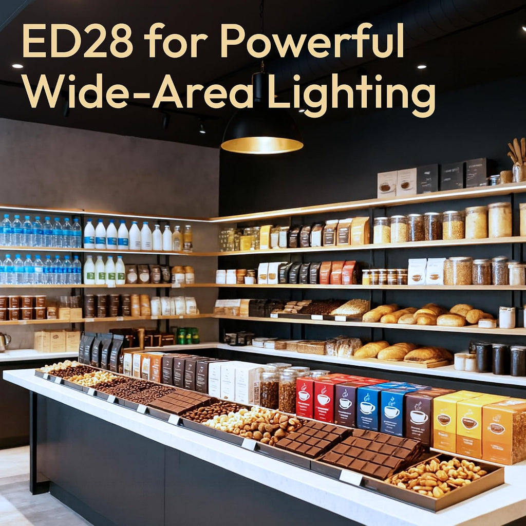 ED28 LED Light Bulb 175W HID Equivalent, 6000LM High Brightness, 4000K Cool White, E39 Base, 39W Edison Bulb
