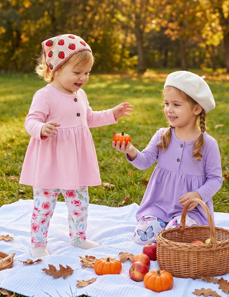 Baby Girl Clothes 2 Piece Fall Ruffle Hem Top and Leggings Sets