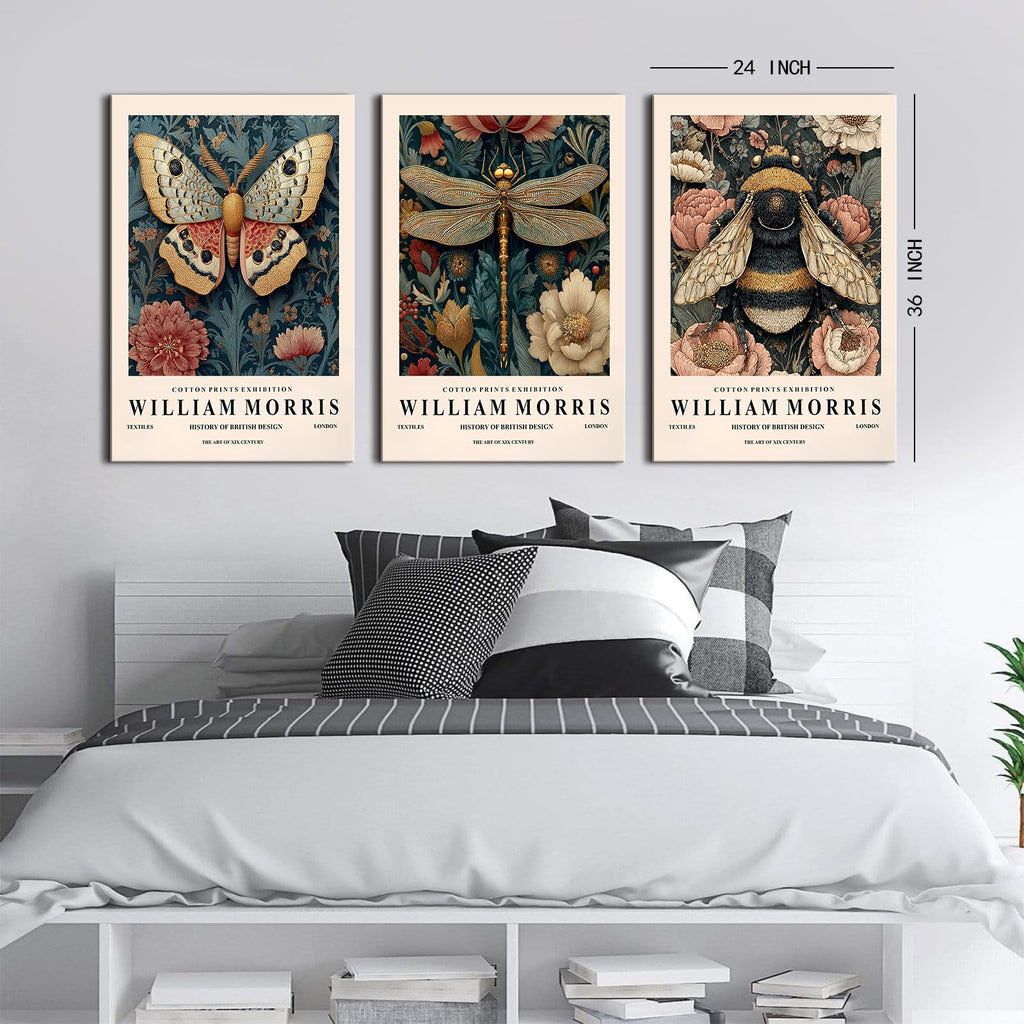 William Morris Wall Art Nature Botanical Poster for Mid Century Bee Victorian Canvas Wall Prints Academia Flowers