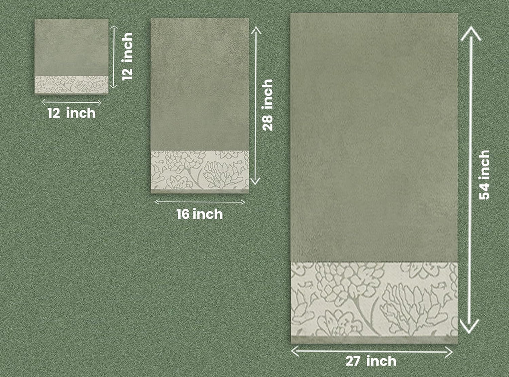 6-Piece Jacquard Bath Towel Set - 100% Cotton 600 GSM Luxury Towels - Soft, Absorbent & Quick Dry - Bath Towels, Hand