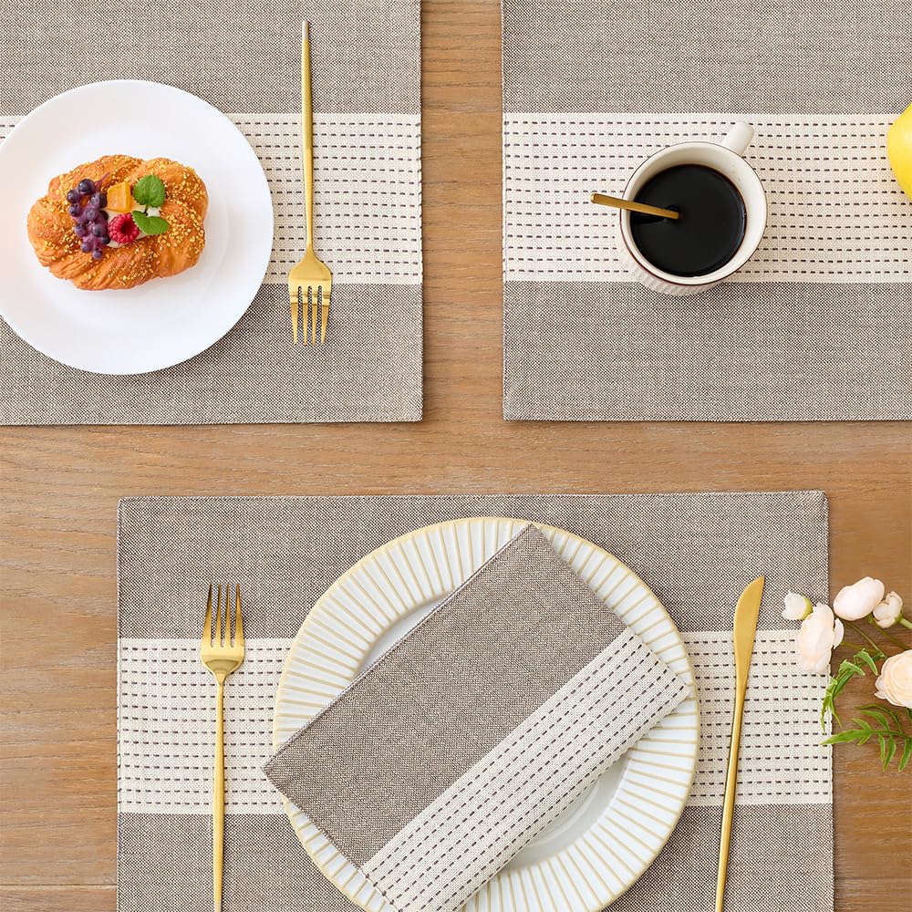 Linen Placemats Set of 4, Macrame Place Mats Table