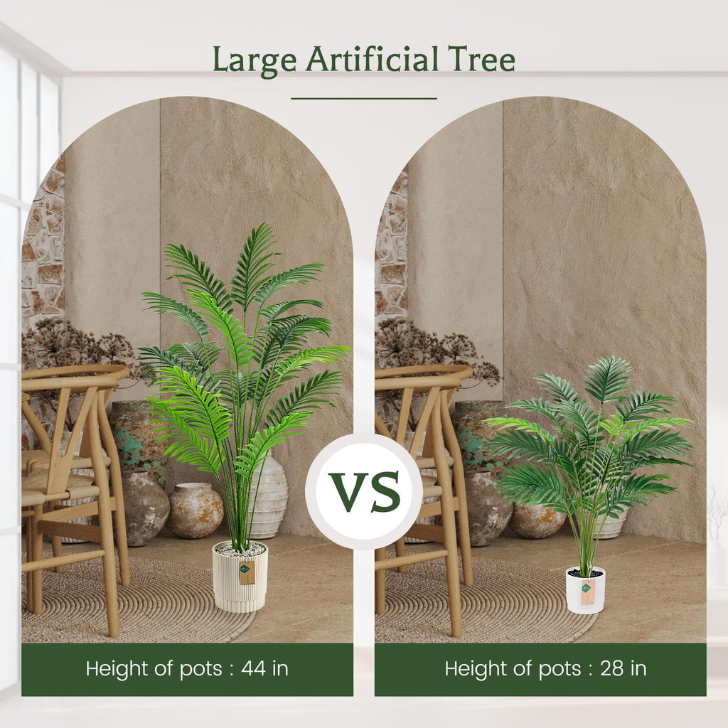 44" Tall Artificial Palm Tree Indoor in Ribbed Light Beige Pot