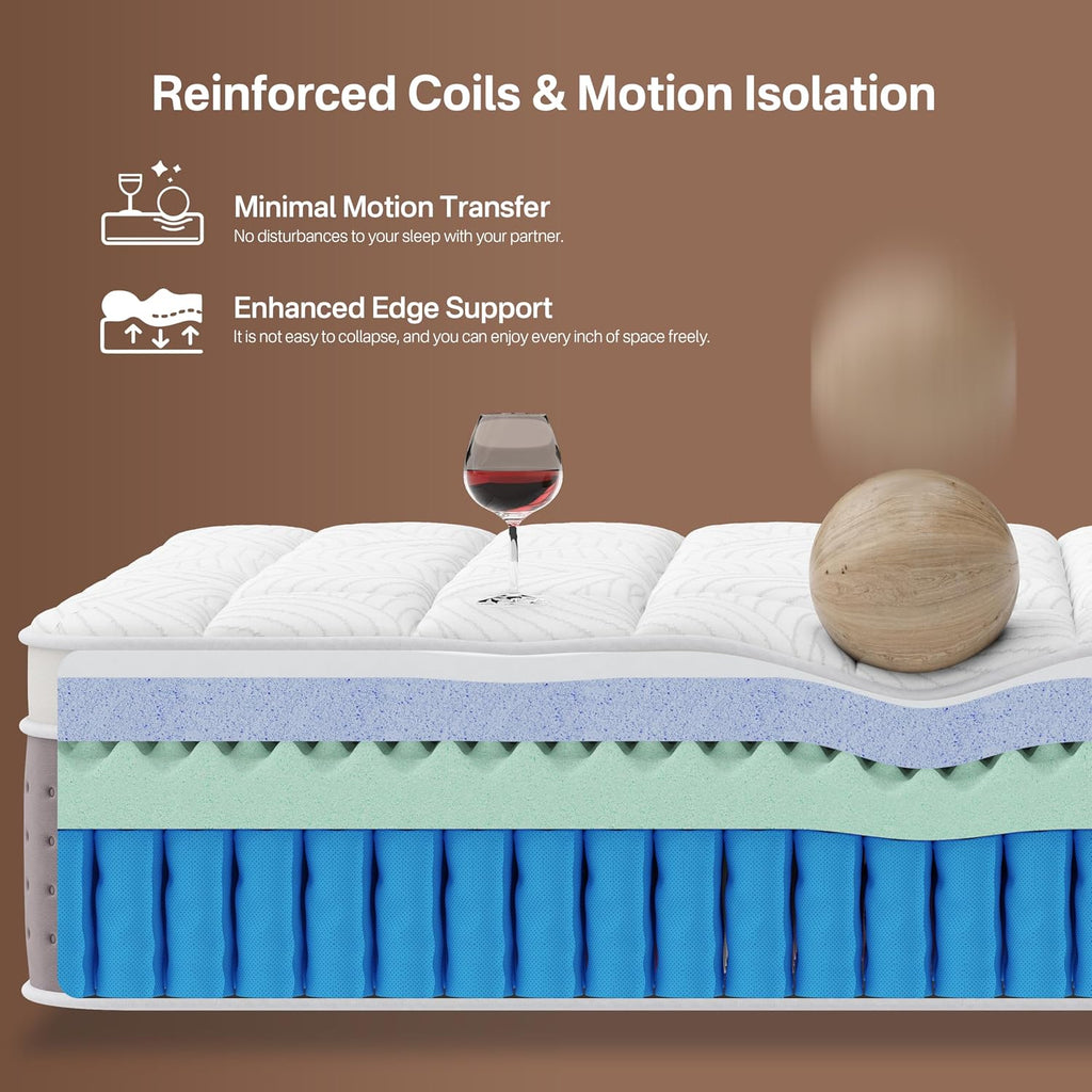16 Inch King Size Mattress, Hybrid King Mattress in a Box for Side Sleepers | Cooling Gel Memory Foam & Medium Firm