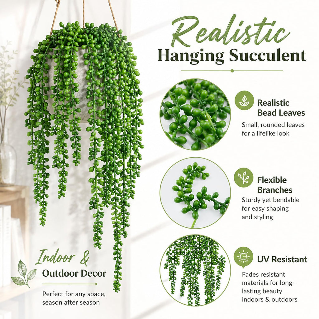 16 Pcs Artificial Succulents Bulk Hanging Plants 24 Inches