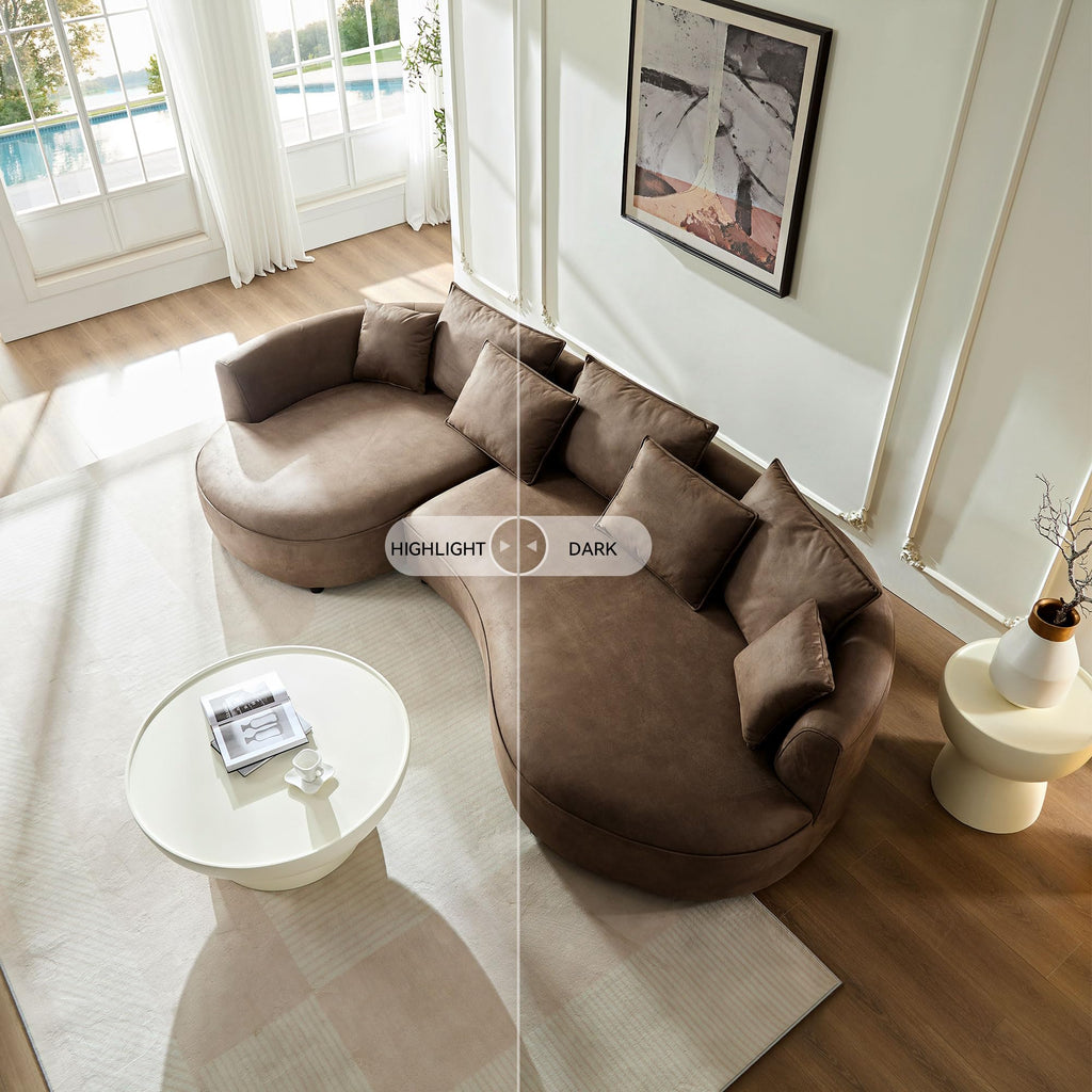 124.8" Modern Curved Sofa Couch, Upholstery Luxury Sofa with Pillows, Left Hand Facing 5 Seater Sectional Curved