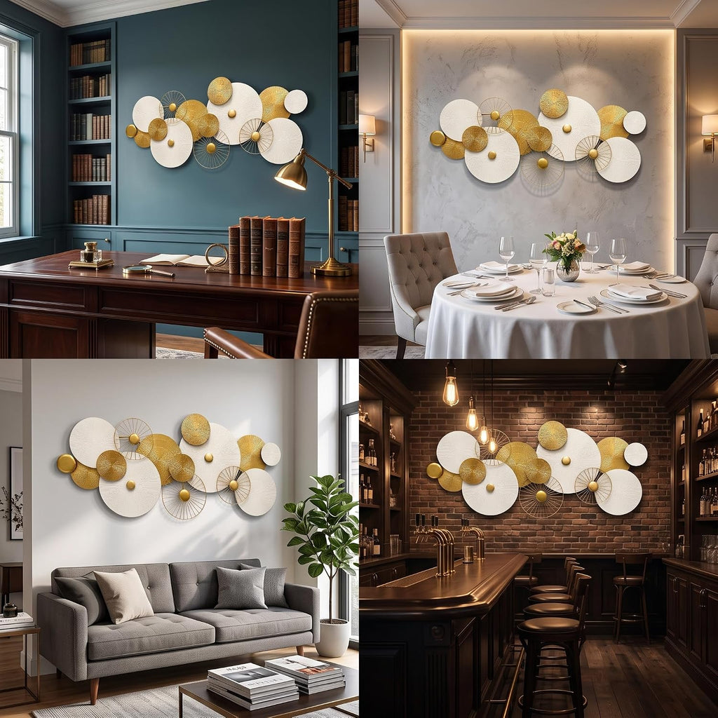 55x24in Large Metal Wall Art Decor,3D Disc Design