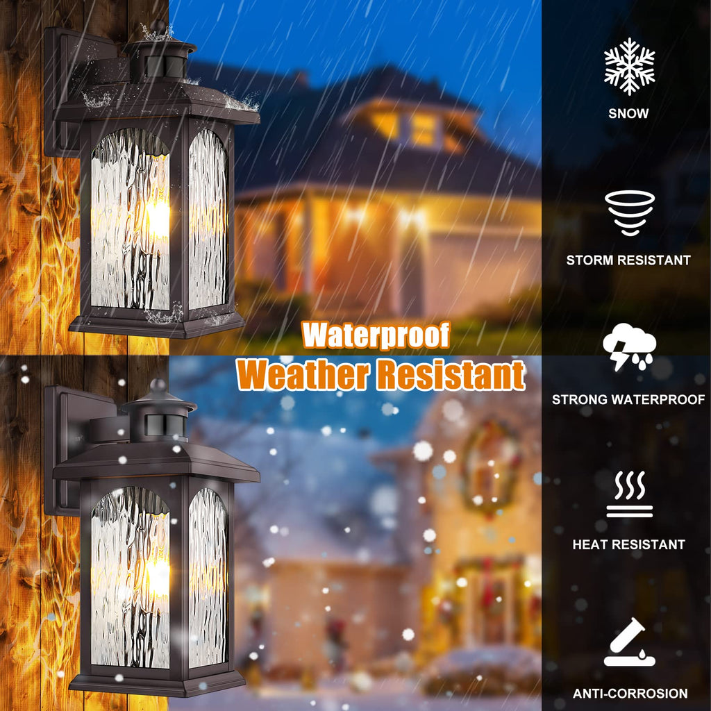 Motion Sensor Outdoor Wall Light Fixture, Oil Rubbed Bronze, 1Pack