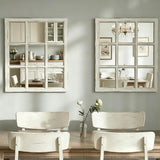Wall Mirror Decor Farmhouse - Rustic White Window Pane Mirror Wall Decor, Rectangle Wood Mirror , Fireplace,Mantel