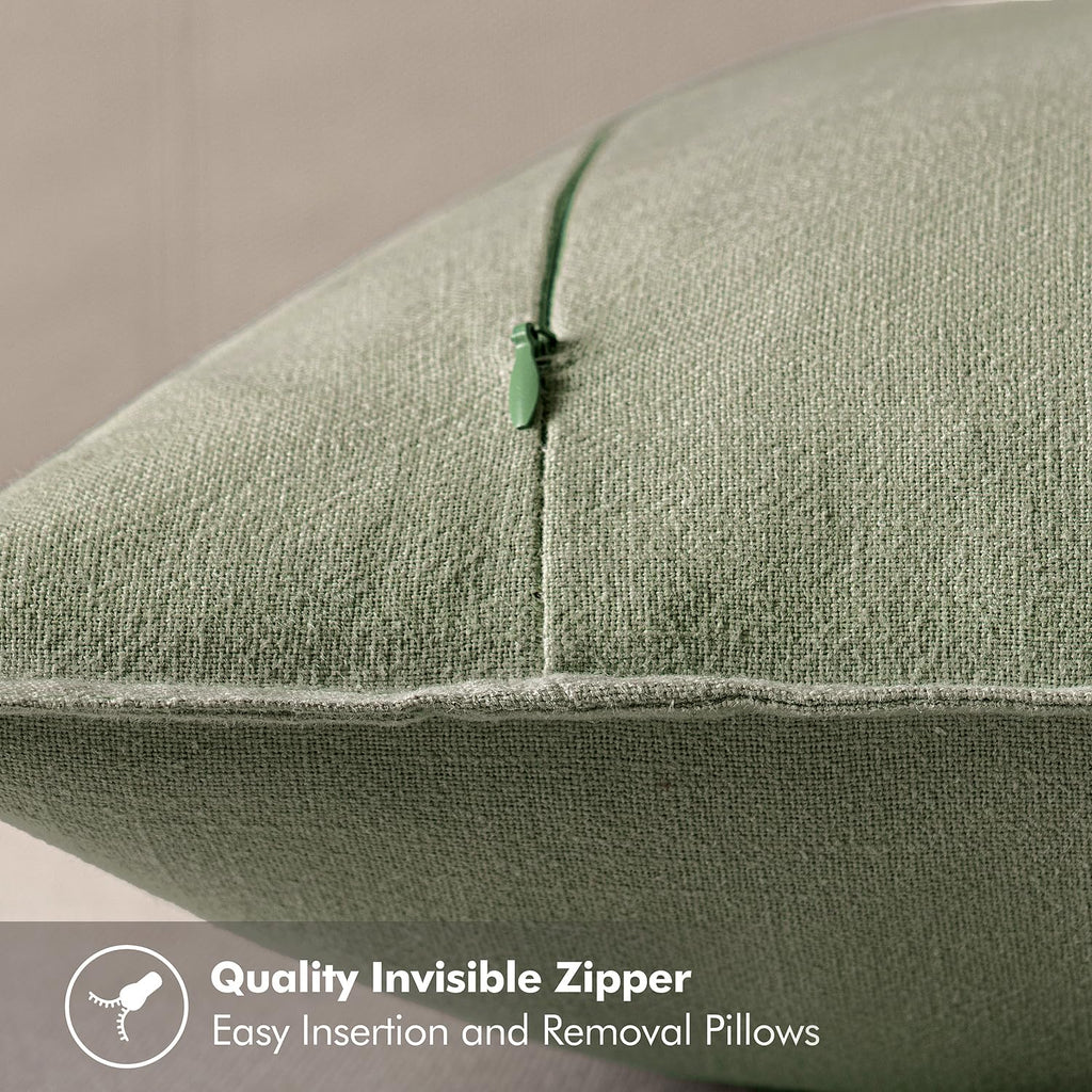 Decorative Linen Pillow Covers 20x20 Inch Sage Green
