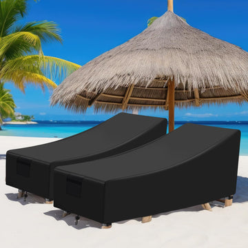2 Pcs Patio Chaise Lounge Cover Outdoor Waterproof, 80"W x 35.5"D x 33"H Chaise Lounge Chair Cover, UV Resistant