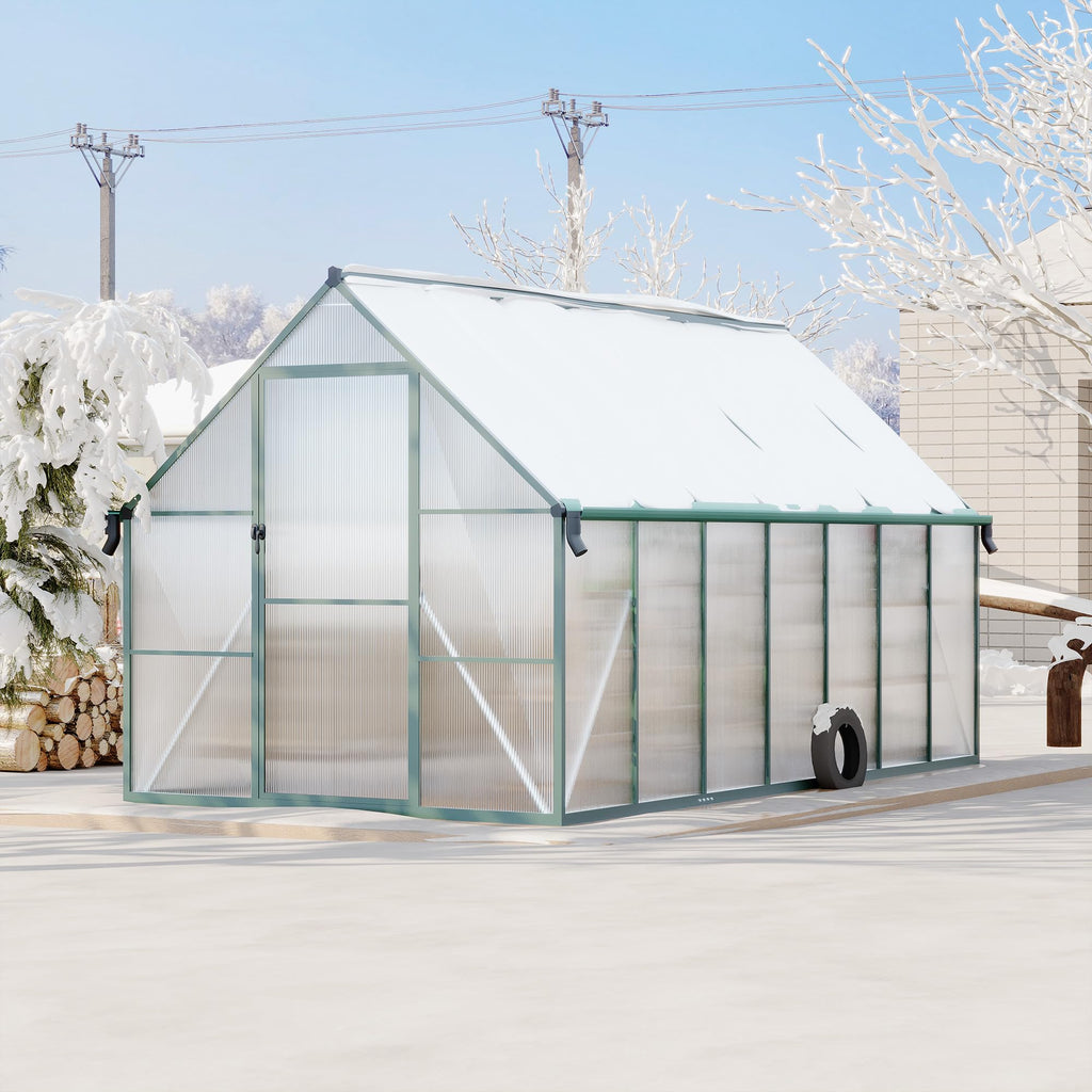 8'X14' Aluminum-Framed Polycarbonate Greenhouse, Heavy Duty Polycarbonate Greenhouse with Quick Setup Structure and