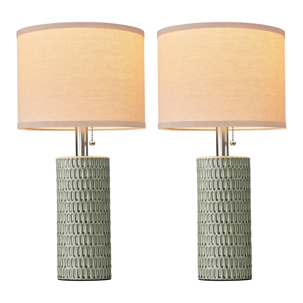 20.5"Modern Ceramic Table Lamps Set of 2, Green
