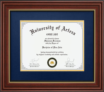 15x18 Diploma Frame, Chocolate Brown, Navy Mat for 11x14