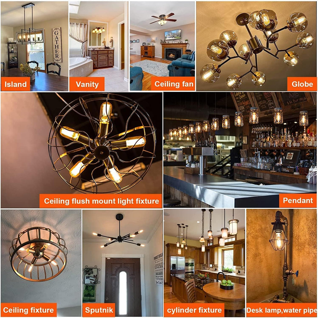 LED Tubular Bulb 4W,E26 Clear Edison Bulb,40W Equivalent 400 Lumens, Antique Edison Style LED Filament Light