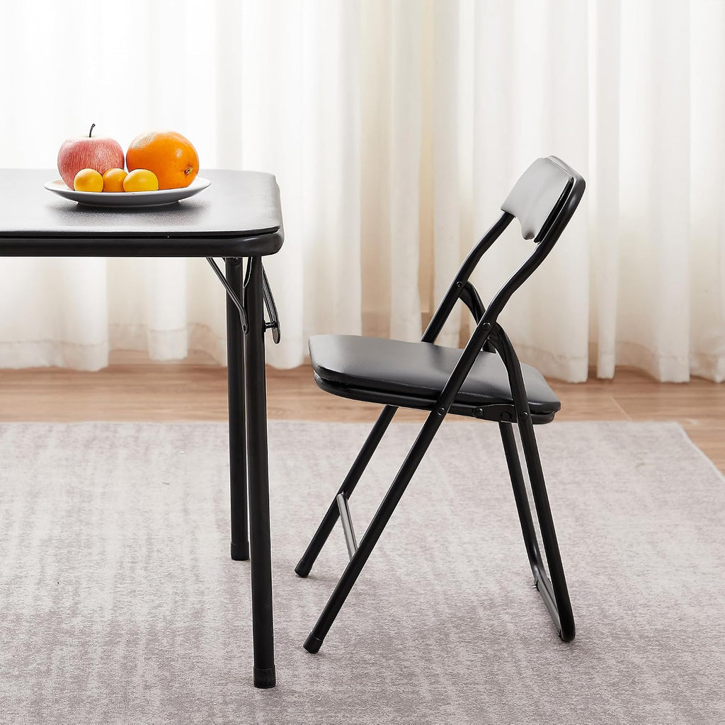 Kids Folding Activity Table and Chairs 5 Piece Set, Portable, with Ultra Soft Padded Cushion, Classic Black