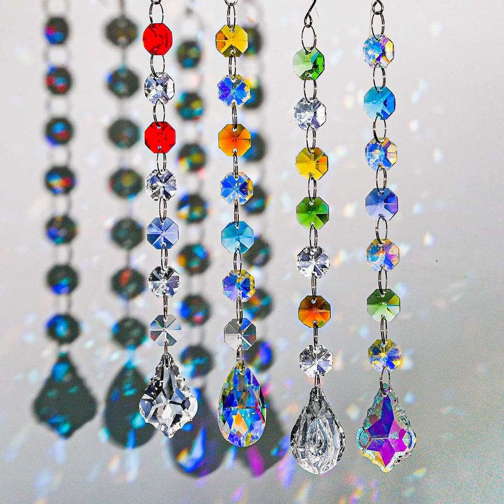212pcs Sun Catcher Crystals Making Kit for Adults Clear Hanging Prism Sun Catcher with Crystals Rainbow Maker 12