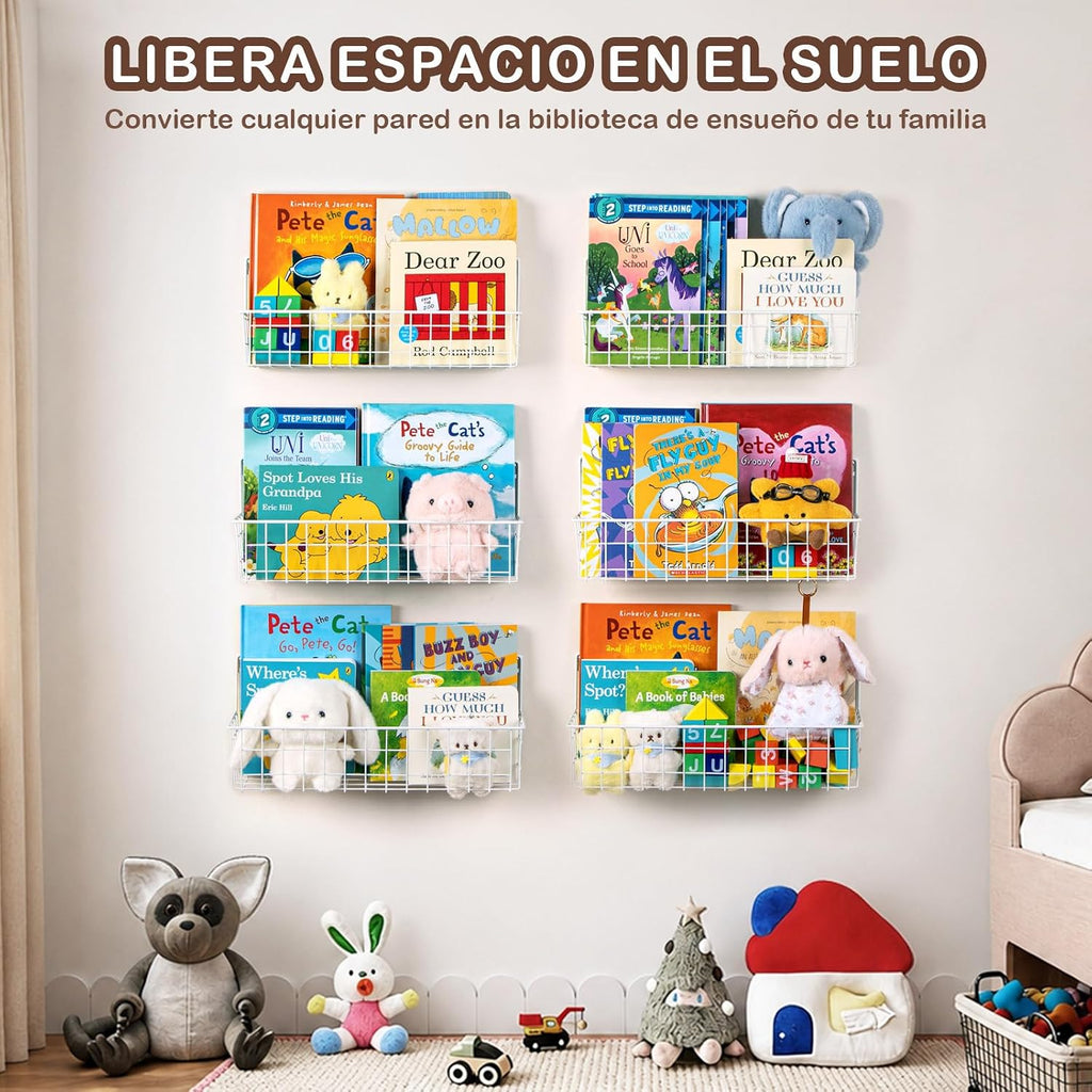 Pack Wall Mounted Bookshelf for Kids Rooms, Metal Nursery Shelves
