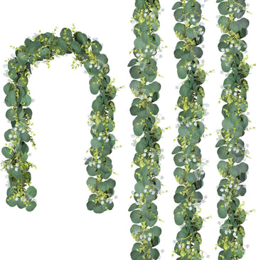 Eucalyptus Garland,Artificial Eucalyptus Leaves Table Greenery Garland Wreath Vines for Wedding Party Table - Set of 4