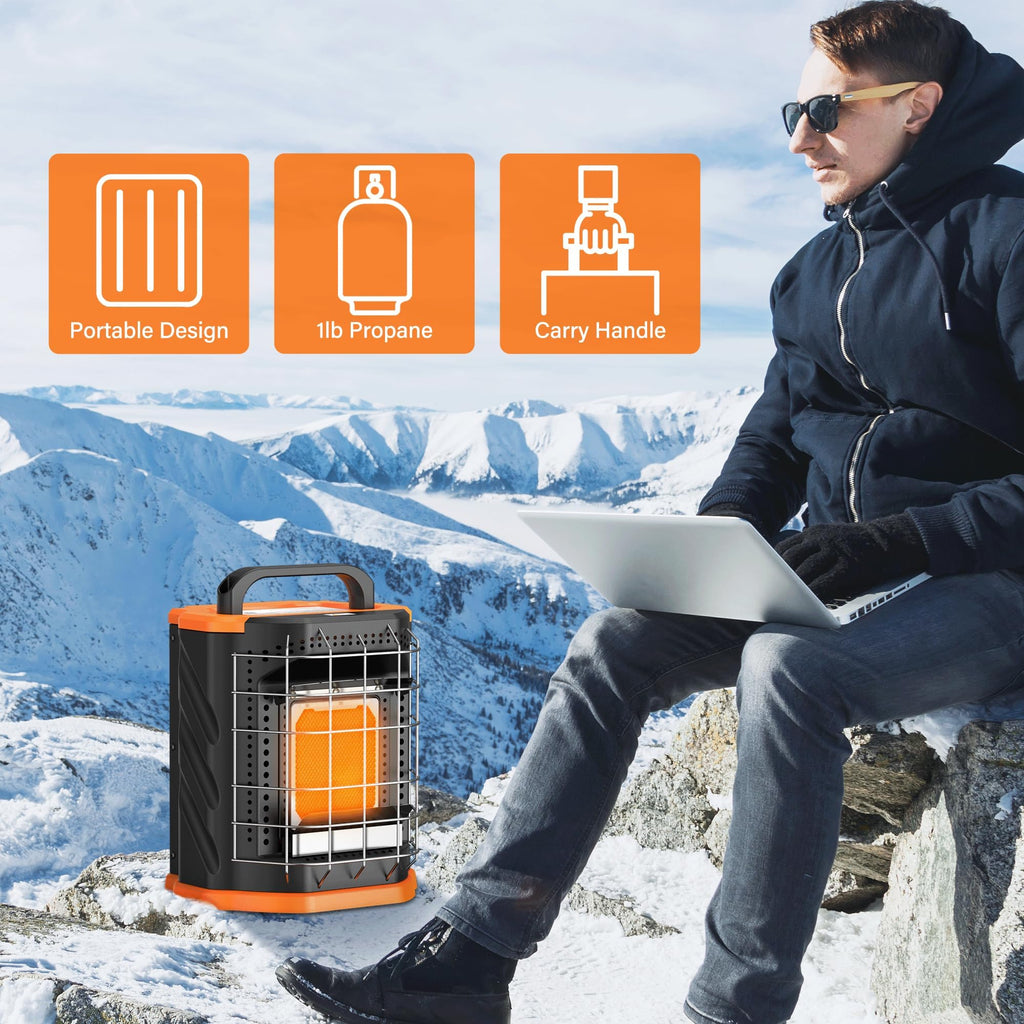 Outdoor Propane Radiant Heater - 2 Modes, Safe Gas With Tip-Over Protection ODS, 7500 BTU for Garage, Camping, Ice