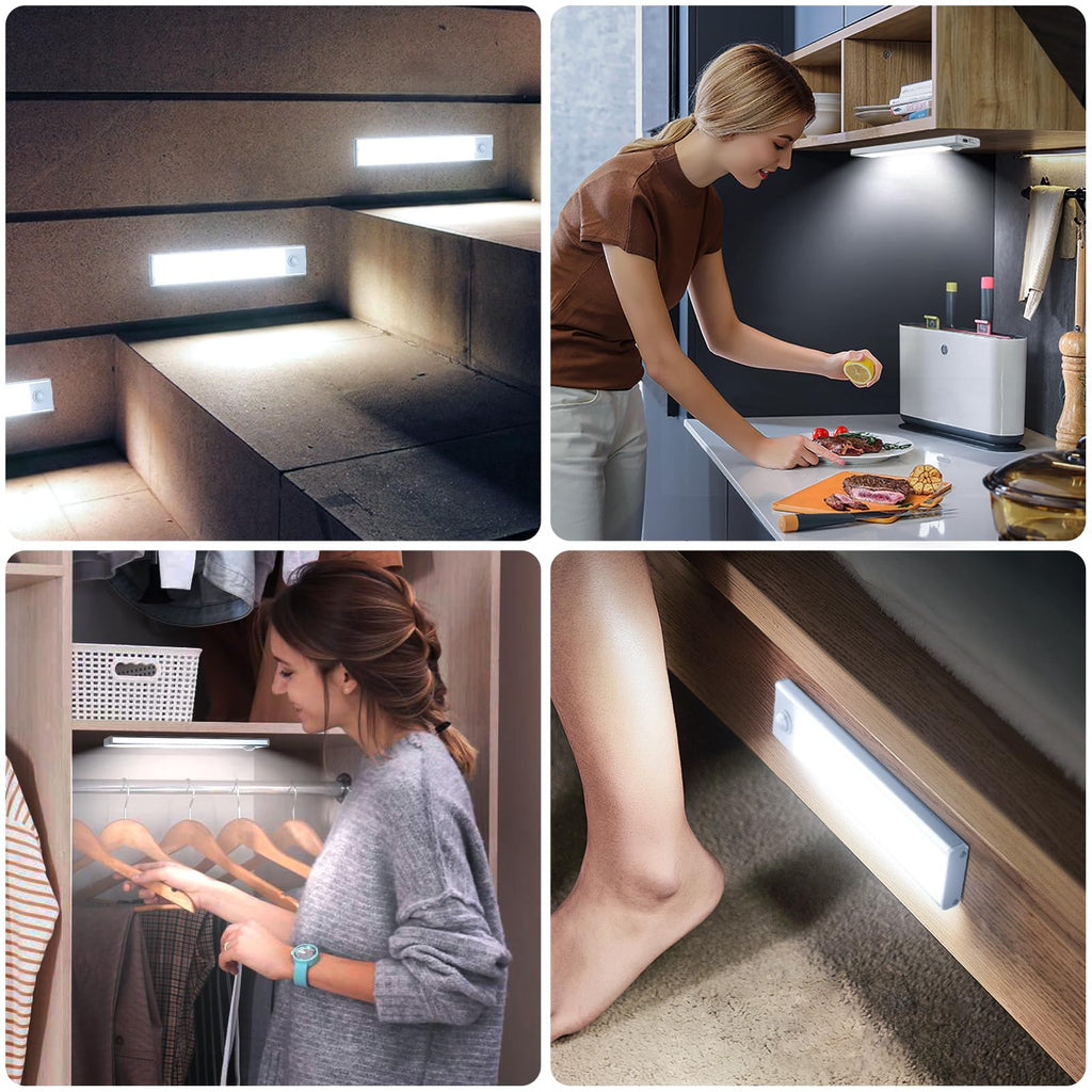 6 Pack Under Cabinet Lighting, 32 LED Motion Sensor Light Indoor Rechargeable Magnetic Closet Lights Battery