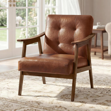 Accent Chair, PU Leather Armchair, Button Tufted, Thick Cushion