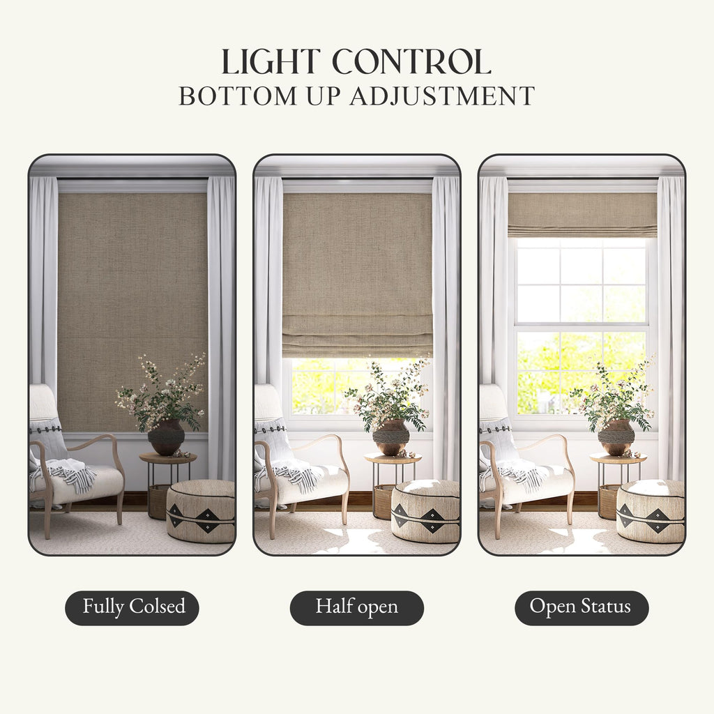 Motorized Roman Shades with Remote, 35" W x 64" H
