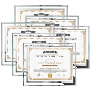 6 Packs 8.5 by 11 Glass Certificate Frames, 8.5x11 School Frames