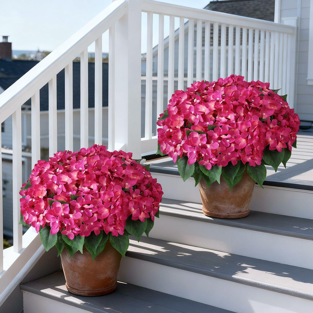 2 Sets Artificial Flower Topiary Ball Trees for Porch (Rose Red)
