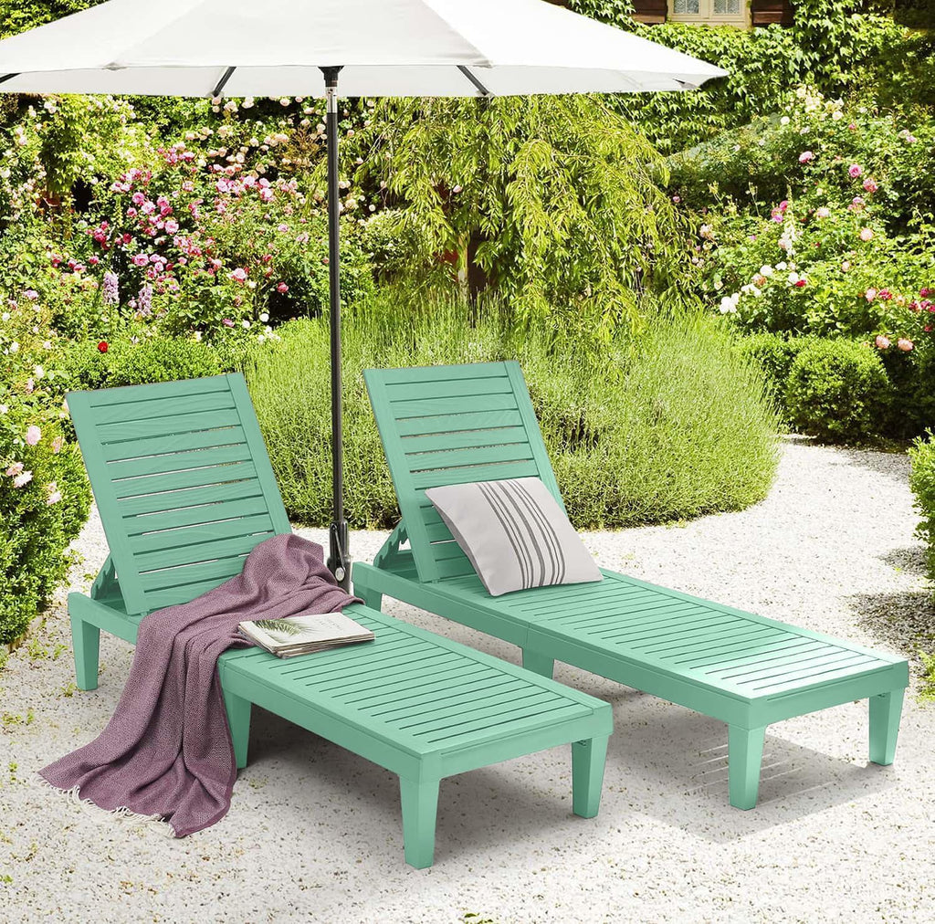 Lounge Chair Outdoor, Tanning Chair, Chaise Lounge Outdoor Set of 2 | 5 Adjustable Positions, Waterproof &