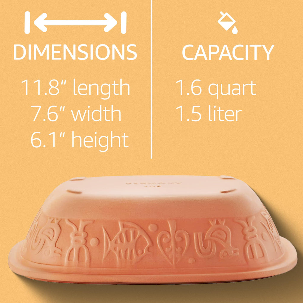 Romertopf Clay Roaster | Non-Stick Dutch Oven | Health Pot Cooking | Clay Baker | Versatile Cooking Vessel - 1.6