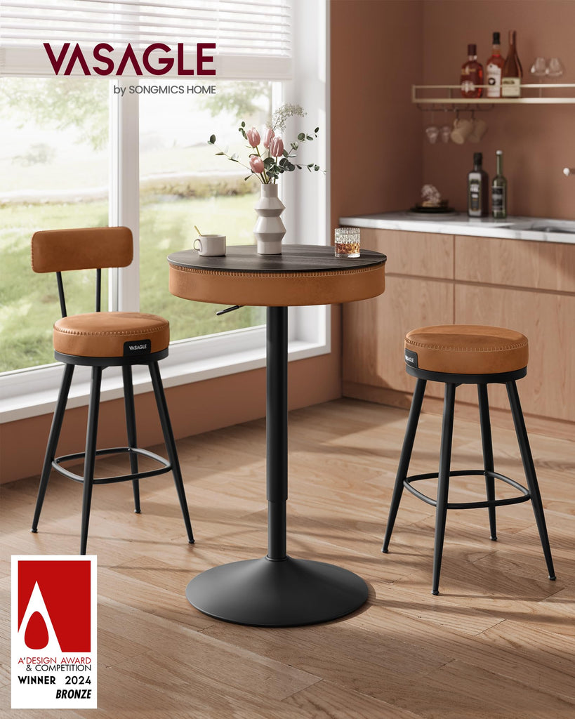 Height Adjustable Bar Table Set of 2, Round High Pub Table