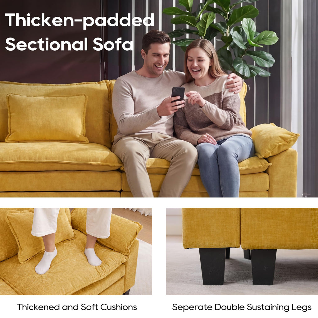 Oversized Modular Sectional Sofa, Yellow:157" U Shaped