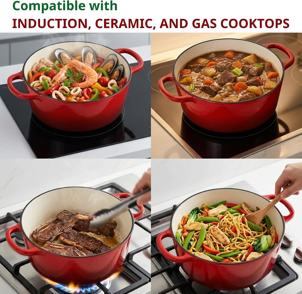 10 Quart Dutch Oven Approx, 9.5 qt Enameled Cast Iron Dutch Oven Pot & Lid | Nonstick Large Bread Oven For Sourdough